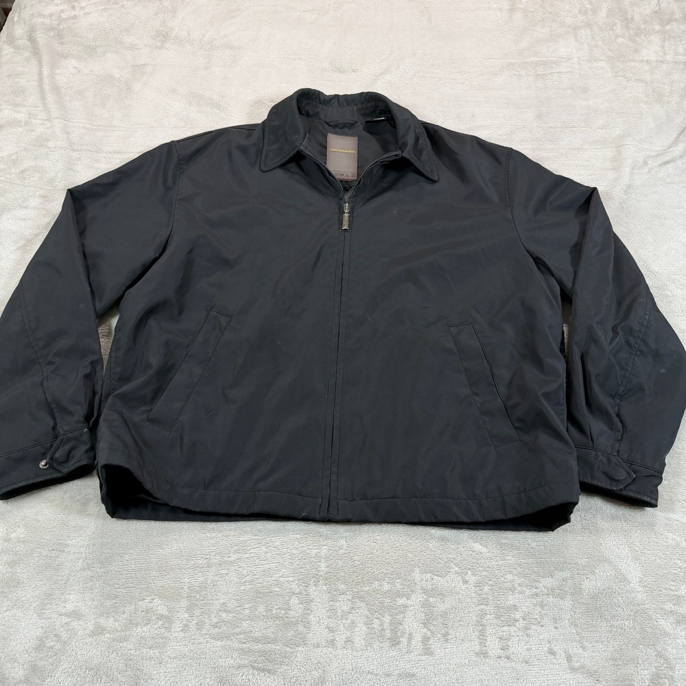 Johnston & Murphy Mens Large Black Full Zip Harrington Jacket Casual Preppy EUC